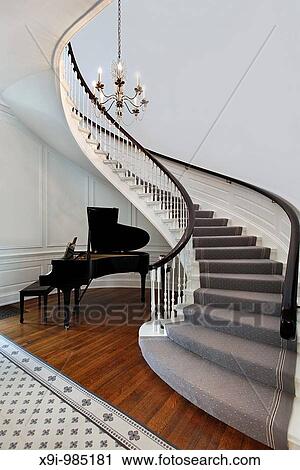 Staircase in front entry with cove for piano View Large Photo Image Stock Image - Staircase in front entry with cove for piano. Fotosearch