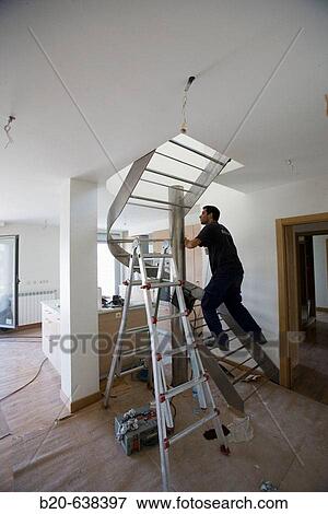 Staircase in home View Large Photo Image Stock Photo - Staircase in home. Fotosearch
