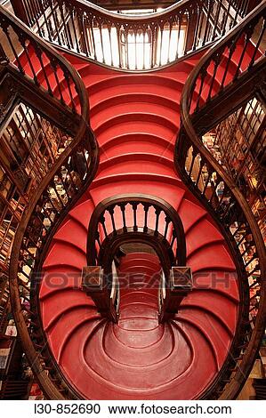 Staircase in Lello e Irm? o bookstore, Porto, Portugal View Large Photo Image Stock Image - Staircase in Lello e Irm? o bookstore, Porto, Portugal. Fotosearch