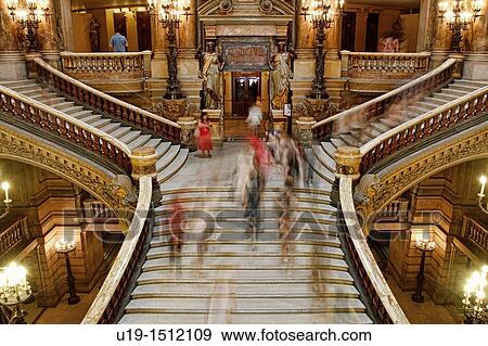 Stock Photo - Staircase in the Opera Garnier, Paris, France. Fotosearch