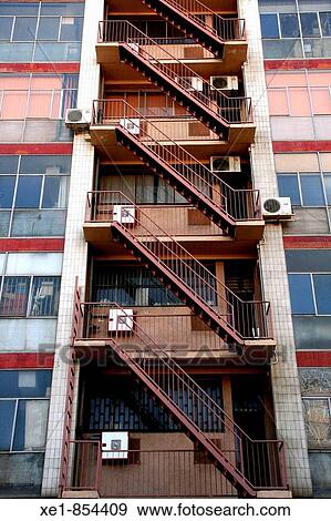 Stock Photo - Staircase of an industrial building, Barcelona. Catalonia, Spain. Fotosearch