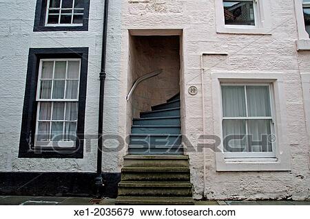 Stock Photo - Stairs, housing, St. Andrews, Scotland, UK. Fotosearch