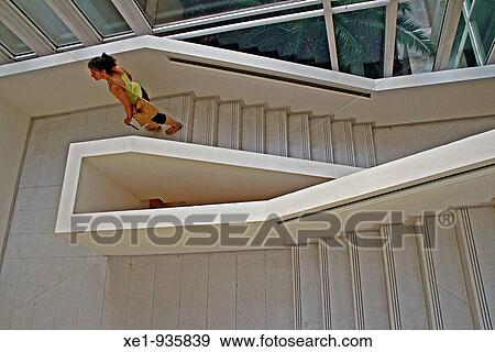 Stock Photo - Stairs, National palace, 1929, rehabilitated in 1990, architect: Gaei Aulenti and Enric Sttegman, Barcelona, Catalonia, Spain.. Fotosearch