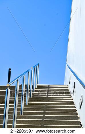 Stairs to the blue sky. Barcelona, Catalonia, Spain. View Large Photo Image Stock Photo - Stairs to the blue sky. Barcelona, Catalonia, Spain.. Fotosearch