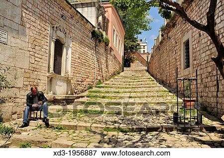 Stock Photo - stairway to Laleli Mosque, Istanbul, Turkey.. Fotosearch