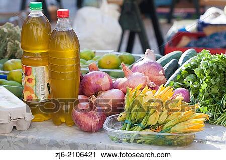 Stall of goods, olive oil, vegetables, fruits. Market in Dubrovnik. View Large Photo Image Stock Image - Stall of goods, olive oil, vegetables, fruits. Market in Dubrovnik.. Fotosearch