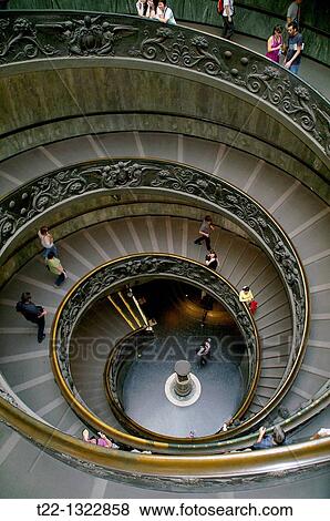 Stock Photo - State of the Vatican City Italy Circular staircase inside the Vatican Museums. Fotosearch