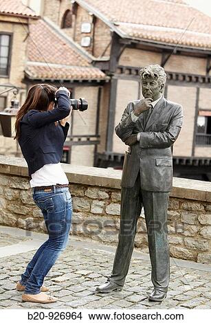 Statue dedicated to Ken Follet, El Portal? n in background, Medieval town, Vitoria-Gasteiz, Alava, Basque Country, Spain View Large Photo Image Picture - Statue dedicated to Ken Follet, El Portal? n in background, Medieval town, Vitoria-Gasteiz, Alava, Basque Country, Spain. Fotosearch