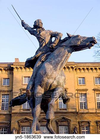 Stock Photo - Statue in Metz, in Lorraine, of the famous general Gilbert du Motier Marquis de La Fayette 1757-1834 Metz was the place where he took the decision of going to America. Fotosearch