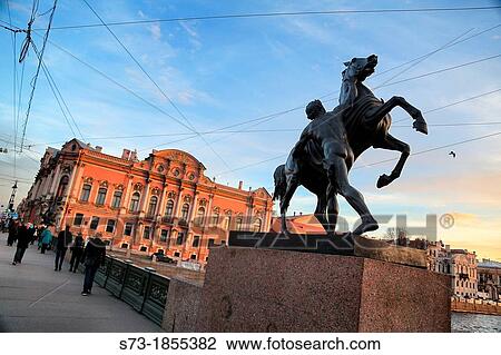 Statue in the bridge over the channel in Saint Petersburg, Russian Federation View Large Photo Image Stock Image - Statue in the bridge over the channel in Saint Petersburg, Russian Federation. Fotosearch