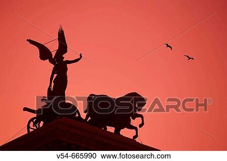 Statue of Goddess Victory, Quadrigas Terrace, Vittorio Emanuele II Monument (Il Vittoriano), Rome, Italy View Large Photo Image Stock Image - Statue of Goddess Victory, Quadrigas Terrace, Vittorio Emanuele II Monument (Il Vittoriano), Rome, Italy. Fotosearch