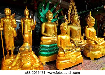 Statue of Golden Buddha at Buddhist altar fittings shop. View Large Photo Image Stock Image - Statue of Golden Buddha at Buddhist altar fittings shop.. Fotosearch