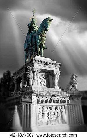 Statue of King Istvan Stephan - Fisherman's Bastion - Castle District, Budapest, Hungary View Large Photo Image Stock Photo - Statue of King Istvan Stephan - Fisherman's Bastion - Castle District, Budapest, Hungary. Fotosearch