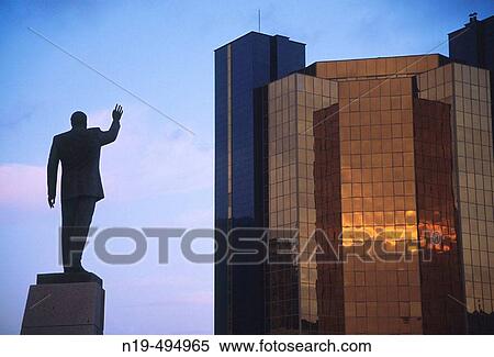 Stock Photography - Statue of president Heydar Alirza oglu Aliyev, Baku. Azerbaijan. Fotosearch
