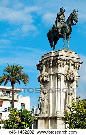 Stock Image - Statue of San Fernando? king Fernando III of Castilla?, Plaza Nueva City of Sevilla Andalucia Spain. Fotosearch