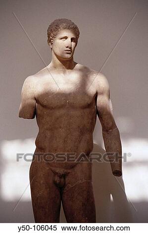 Statue of the athlete Hagias (marble copy of a bronze original 340 B. C. ) in museum at Delphi archaeological site. Peloponnese, Greece View Large Photo Image Stock Photography - Statue of the athlete Hagias (marble copy of a bronze original 340 B. C. ) in museum at Delphi archaeological site. Peloponnese, Greece. Fotosearch