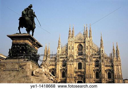 Stock Photo - Statue outside the Duomo di Milano, Milan, Italy. Fotosearch