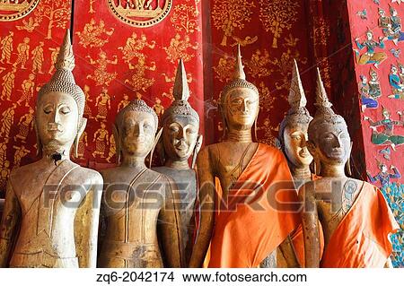 Picture - Statues in the Temple Vat Xieng Thong in Luang Prabang, Laos. Fotosearch