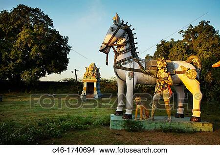 Statues on the outskirts of Pondicherry, Tamil Nadu, India. View Large Photo Image Picture - Statues on the outskirts of Pondicherry, Tamil Nadu, India.. Fotosearch