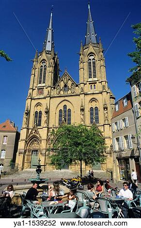 Stock Image - Ste Segolene church and place Jeanne d? Arc, Metz, Moselle, Lorraine region, France. Fotosearch