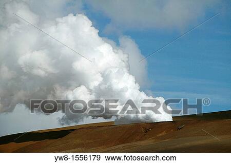 Stock Photo - Steam from borehole at Krafla Geothermal Power Station, Iceland. Fotosearch
