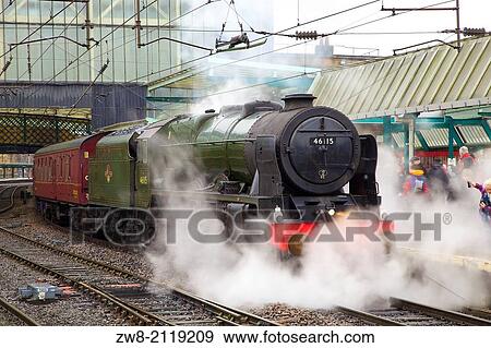 Steam train 46115 Scots Guardsman at Carlisle Railway Station, Carlisle, Cumbria, England, United Kingdom, Great Britain. View Large Photo Image Stock Photo - Steam train 46115 Scots Guardsman at Carlisle Railway Station, Carlisle, Cumbria, England, United Kingdom, Great Britain.. Fotosearch