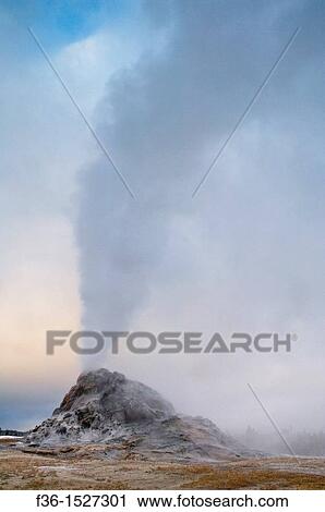 Steam venting during eruption of White Dome Geyser on a stormy autumn morning, Yellowstone National Park, Wyoming View Large Photo Image Stock Image - Steam venting during eruption of White Dome Geyser on a stormy autumn morning, Yellowstone National Park, Wyoming. Fotosearch