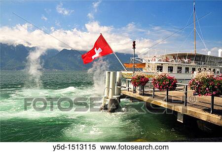 steamboat cruise on Geneva Lake, port in Nyon, Switzerland View Large Photo Image Stock Photography - steamboat cruise on Geneva Lake, port in Nyon, Switzerland. Fotosearch