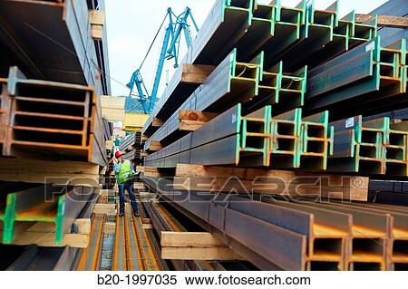 Steel Girders, Siderurgical products, Pasajes Port, Gipuzkoa, Basque Country, Spain. View Large Photo Image Stock Photography - Steel Girders, Siderurgical products, Pasajes Port, Gipuzkoa, Basque Country, Spain.. Fotosearch