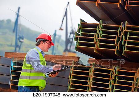Stock Photography - Steel Girders, Siderurgical products, Pasajes Port, Gipuzkoa, Basque Country, Spain.. Fotosearch
