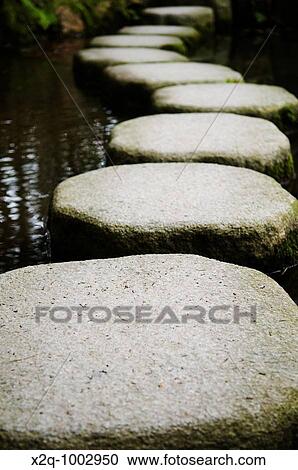 Stepping stones over a pond in a zen garden in Kyoto Japan View Large Photo Image Stock Image - Stepping stones over a pond in a zen garden in Kyoto Japan. Fotosearch
