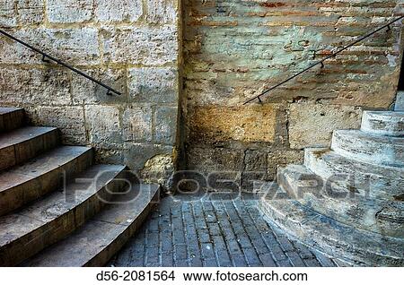 Picture - steps and banister, San Valero Church, Valencia, Spain.. Fotosearch