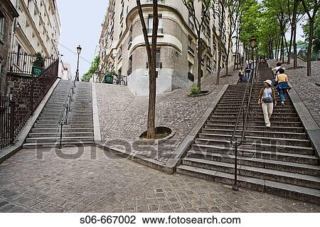 Stock Image - Steps on Montmartre hill, Paris, France. Fotosearch