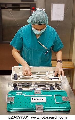 Stock Image - Sterilization, Department of surgery. Hospital de Zumarraga, Gipuzkoa, Euskadi, Spain. Fotosearch
