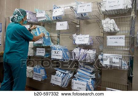 Stock Image - Sterilization, Department of surgery. Hospital de Zumarraga, Gipuzkoa, Euskadi, Spain. Fotosearch