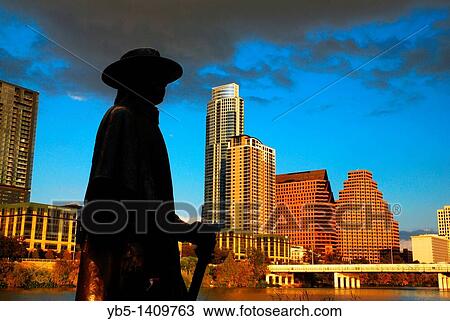 Stock Image - Stevie Ray Vaugn statue, Austin Texas. Fotosearch