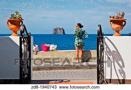 Stock Image - stomboliccio little island from ficogrande in stromboli. Fotosearch