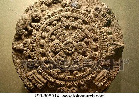 Picture - Stone of the Sun from Xochimilco, National Museum of Anthropology, Mexico D. F., Mexico. Fotosearch