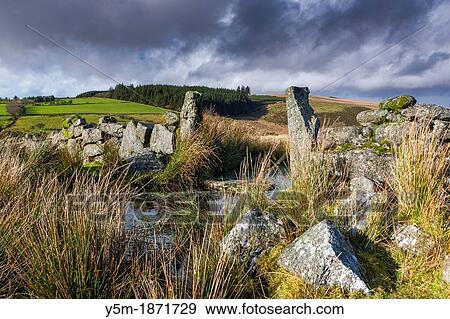 Stone wall in valley of the West Dart River near Two Bridges in the Dartmoor National Park, Devon, England, UK, Europe View Large Photo Image Stock Photo - Stone wall in valley of the West Dart River near Two Bridges in the Dartmoor National Park, Devon, England, UK, Europe. Fotosearch