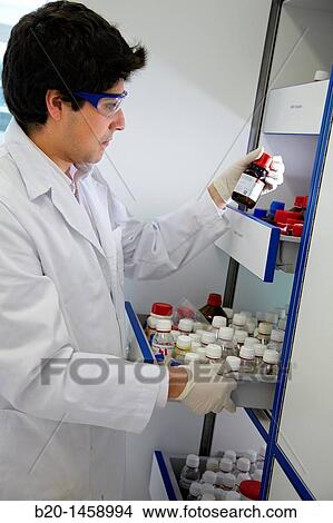 Storage of reagents, synthesis lab, research laboratory, IkerChem research lab, design and synthesis of new chemical entities with therapeutic applications in oncology, discovery and development of novel drugs for the treatment of cancer View Large Photo Image Picture - Storage of reagents, synthesis lab, research laboratory, IkerChem research lab, design and synthesis of new chemical entities with therapeutic applications in oncology, discovery and development of novel drugs for the treatment of cancer. Fotosearch