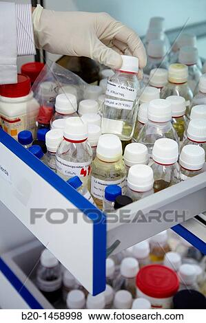 Storage of reagents, synthesis lab, research laboratory, IkerChem research lab, design and synthesis of new chemical entities with therapeutic applications in oncology, discovery and development of novel drugs for the treatment of cancer View Large Photo Image Stock Photo - Storage of reagents, synthesis lab, research laboratory, IkerChem research lab, design and synthesis of new chemical entities with therapeutic applications in oncology, discovery and development of novel drugs for the treatment of cancer. Fotosearch