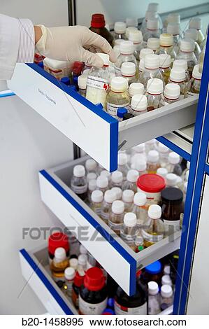 Storage of reagents, synthesis lab, research laboratory, IkerChem research lab, design and synthesis of new chemical entities with therapeutic applications in oncology, discovery and development of novel drugs for the treatment of cancer View Large Photo Image Stock Photography - Storage of reagents, synthesis lab, research laboratory, IkerChem research lab, design and synthesis of new chemical entities with therapeutic applications in oncology, discovery and development of novel drugs for the treatment of cancer. Fotosearch