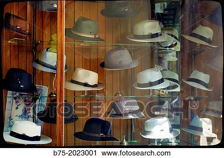 Store showcase classic hat shop in the center of Barcelona, Catalonia, Spain View Large Photo Image Stock Image - Store showcase classic hat shop in the center of Barcelona, Catalonia, Spain. Fotosearch