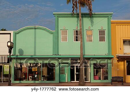 Stock Image - Stores on Beach Street Daytona Beach, FL, USA. Fotosearch