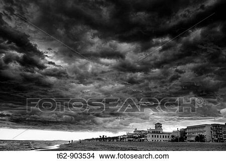 Storm clouds over the coast Costa Dorada, Tarragona, Spain View Large Photo Image Picture - Storm clouds over the coast Costa Dorada, Tarragona, Spain. Fotosearch