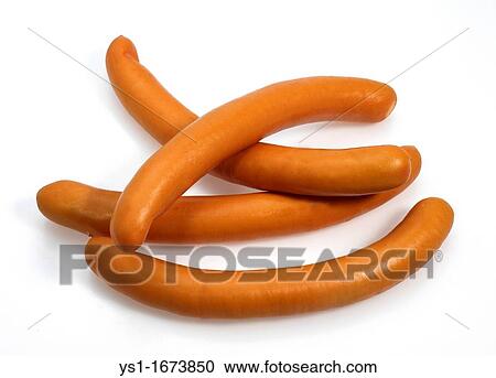 Stock Image - Strasbourg Sausages against White Background. Fotosearch