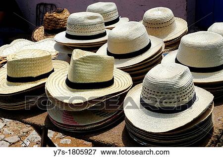 Straw hats in Cuba View Large Photo Image Stock Photo - Straw hats in Cuba. Fotosearch
