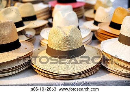 Straw Panama Hats Displayed on a Street Vendor's Table, Aix-en-Provence, Provence, France. View Large Photo Image Stock Image - Straw Panama Hats Displayed on a Street Vendor's Table, Aix-en-Provence, Provence, France.. Fotosearch