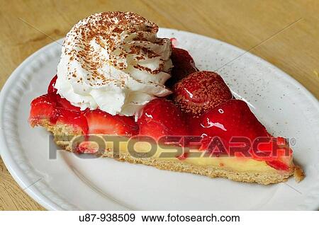 Stock Photo - Strawberry Cake with Whipped Cream. Fotosearch