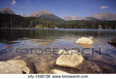 Stock Photo - Strbske pleso - the most famous tarn in the High Tatras mountains, Slovakia. Fotosearch